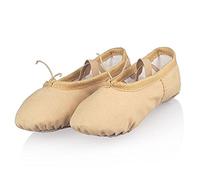 KFXYSM Chaussures de Ballet, Chaussons Ballet Fille 2 Paires Enfants Professionnels Enfants Enfants Coton Toile Soft Ballet Chaussures de Pratique(Gold,Size 26)