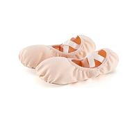 KFXYSM Chaussures de Ballet, Chaussons Ballet Fille Tissu Enfants Gilrs 4 côtés Toile Stretch Toile Soft Dance Porter des Chaussures Plates de Ballet(Pink,32)