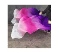 KFXYSM Fan Veil Soie LéGer,Eventail Voile 1 Paire (1L + 1R) de voiles en Soie véritable for Danse du Ventre, Taille Classique(As picture-04,120cm-Kids Size)
