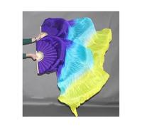 KFXYSM Fan Veil Soie LéGer,Eventail Voile 1 Paire (1L + 1R) de voiles en Soie véritable for Danse du Ventre, Taille Classique(As picture-07,120cm-Kids Size)