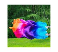 KFXYSM Fan Veil Soie LéGer,Eventail Voile 1 Paire (1L + 1R) de voiles en Soie véritable for Danse du Ventre, Taille Classique(As picture-09,120cm-Kids Size)
