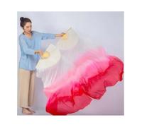 KFXYSM Fan Veil Soie LéGer,Eventail Voile 1 Paire (1L + 1R) de voiles en Soie véritable for Danse du Ventre, Taille Classique(As picture-22,120cm-Kids Size)