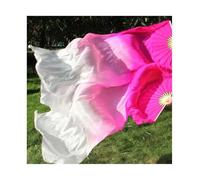 KFXYSM Fan Veil Soie LéGer,Eventail Voile 1 Paire (1L + 1R) de voiles en Soie véritable for Danse du Ventre, Taille Classique(As picture-12,120cm-Kids Size)