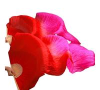 KFXYSM Fan Veil Soie LéGer,Eventail Voile Belly Dance Silk Ventilateurs Soie teintée à la Main 1 Paire de Ventilateurs Danse du Ventre Noir + Orange Rouge + Jaune(5)