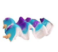 KFXYSM Fan Veil Soie LéGer,Eventail Voile Belly Dance Silk Ventilateurs Soie teintée à la Main 1 Paire de Ventilateurs Danse du Ventre Noir + Orange Rouge + Jaune(Orange)