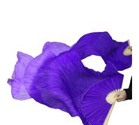 KFXYSM Fan Veil Soie LéGer,Eventail Voile Belly Dance Silk Ventilateurs Soie teintée à la Main 1 Paire de Ventilateurs Danse du Ventre Noir + Orange Rouge + Jaune(Light Purple)