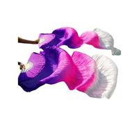 KFXYSM Fan Veil Soie LéGer,Eventail Voile Éventail de Danse en Soie véritable, Accessoires scène du Ventre, éventails Teints à la Main, voiles Plusieurs Couleurs(FS104,1pc Right hand-230cm)
