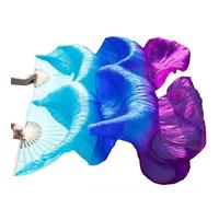 KFXYSM Fan Veil Soie LéGer,Eventail Voile Éventails de Danse du Ventre en Imitation Soie et Bambou, Voile Fait à la Main, éventails dégradé Couleurs, Spectacle(A,1pc Right hand-180cm)