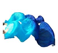 KFXYSM Fan Veil Soie LéGer,Eventail Voile Éventails en Tissu de Soie 1 Paire d'éventails Danse du Ventre Faits à la Main for Femmes Blanc + Vert 180 * 90(A,250x90cm Real Silk)