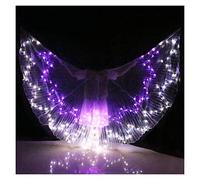 KFXYSM Fan Veil Soie LéGer,Eventail Voile Femmes Belly Dance Wings Colorful Ailes Adultes Bellydance Accessoire Professionnel Ventre dansante(Purple White)