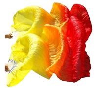 KFXYSM Fan Veil Soie LéGer,Eventail Voile Ventre Dance Soie Veil Fans 1 Paire en Gros Classic Taille Classique Ribs Ventilateurs de Soie Performance Personnes Personnalisé(56,180x90cm)