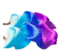 KFXYSM Fan Veil Soie LéGer,Eventail Voile Ventre Dance Soie Veil Fans 1 Paire en Gros Classic Taille Classique Ribs Ventilateurs de Soie Performance Personnes Personnalisé(52,150x90cm)