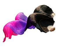 KFXYSM Fan Veil Soie LéGer,Eventail Voile Ventre Dance Soie Veil Fans 1 Paire en Gros Classic Taille Classique Ribs Ventilateurs de Soie Performance Personnes Personnalisé(59,150x90cm)