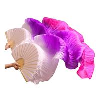 KFXYSM Fan Veil Soie LéGer,Eventail Voile Ventre Dance Soie Veil Fans 1 Paire en Gros Classic Taille Classique Ribs Ventilateurs de Soie Performance Personnes Personnalisé(16,180x90cm)