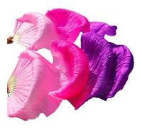 KFXYSM Fan Veil Soie LéGer,Eventail Voile Ventre Dance Soie Veil Fans 1 Paire en Gros Classic Taille Classique Ribs Ventilateurs de Soie Performance Personnes Personnalisé(69,180x90cm)