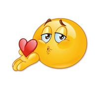 kfz671 Autocollant smiley bisous 9 x 12,7 cm émoticône amusant pour ordinateur portable, notebook, porte, scooter, voiture résistant aux intempéries