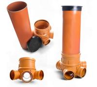 KG DN315 Kit de canalisation avec tuyau de 1 m, puits d'inspection pour eaux usées - Fond de regard + tuyau + couvercle 7,5 t | PVC-U