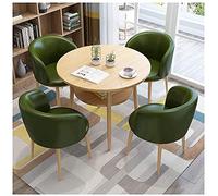 KG7HQRP 1 table et 4 chaises 80 cm table en bois originale café, bibliothèque, magasin de dessert, chambre d'hôtel (couleur : vert foncé)