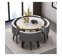 KG7HQRP 5 pièces moderne ronde vintage maison table chaise combinaison simple réception loisirs cuir café canapé siège bureau salon (couleur : blanc) (blanc + gris)
