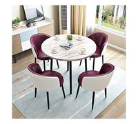 KG7HQRP Combinaison table et chaise de négociation Restaurant Cuisine Salon Table à manger Salon Balcon Jardin Hôtel Thé (couleur : blanc + jaune) (blanc + violet)