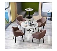 KG7HQRP Ensemble de 5 tables et chaises de salle à manger pour balcon, table ronde en marbre, salle de réception, salon, table nordique et chaise (couleur : bleu) (marron)
