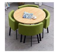 KG7HQRP Ensemble de table et de chaises de salle à manger au design moderne, balcon, jardin, loisirs, table ronde en bois de 90 cm, lumière simple pour la maison (couleur : bleu) (vert militaire)