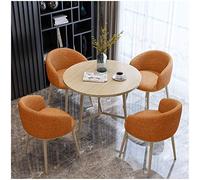 KG7HQRP Ensemble de table et de chaises de salle à manger modernes 4 cafés réception décontractée table ronde 80 cm simple maison salon étude affichage créatif (couleur : bleu) (orange)