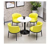 KG7HQRP Ensemble de table et de chaises de salle à manger nordique minimaliste texture marbre Table ronde en bois Ensemble de 5 pièces Design moderne Salon d'intérieur (couleur : bleu) (jaune)