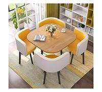 KG7HQRP Ensemble de table et de chaises minimalistes modernes Balcon Café Réception de bureau décontracté 1 table 4 chaises Maison Appartement étude Salon (couleur : jaune) (blanc)