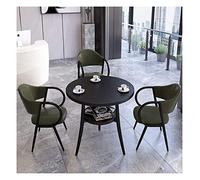KG7HQRP Ensemble de table et de chaises modernes à double couche - Décoration ronde - Table de salle à manger - Bureau de réception - Négociation - Chaise verte + table noire)