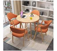 KG7HQRP Ensemble de table et de chaises modernes en bois, table de salle à manger au design simple, table de loisirs, balcon, salon, cuisine, chambre à coucher (couleur : vert, taille : 90 cm) (orange