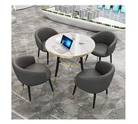 KG7HQRP Ensemble table de conférence et chaise simple en bois table à manger ronde bureau réception d'affaires hôtel café dessert boutique 1 table 4 chaises (couleur : noir) (gris foncé)