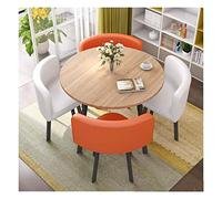 KG7HQRP Ensemble table et chaise de réception nordique lumière de luxe style minimaliste salon affichage créatif petite table ronde 80 cm salle de réunion (couleur : blanc + jaune) (blanc + orange)