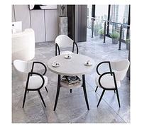 KG7HQRP Ensemble table et chaises modernes à double couche - Décoration ronde - Table de salle à manger - Bureau de réception - Négociation - Chaise blanche + table beige)