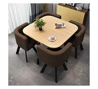 KG7HQRP Lot de 5 tables et chaises pour salon, salle à manger, bureau, réception, loisirs, style simple, moderne, café, dessert, magasin, salon, 80 cm (table carrée marron)