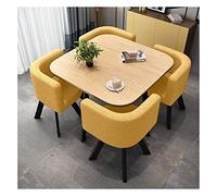 KG7HQRP Lot de 5 tables et chaises pour salon, salle à manger, bureau, réception, loisirs, style simple, moderne, café, dessert, magasin, salon, 80 cm (table carrée jaune)
