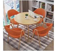 KG7HQRP Table à manger de 80 cm, ensemble de 5 pièces, design moderne, 1 table, 4 chaises, chaise longue rétro, café, hôtel, dessert, bureau (couleur : rouge) (orange)