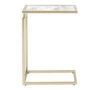 KG7HQRP Table basse d'appoint de canapé, structure moderne en forme de C avec acier doré et plateau en marbre