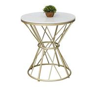 KG7HQRP Table basse en marbre, table ronde en métal, petite table d'appoint de salon, table de chevet pour chambre à coucher, 60 cm × 60 cm × 62 cm