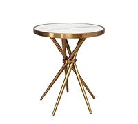 KG7HQRP Table basse ronde en marbre nordique - Petite table d'appoint de salon - Doré
