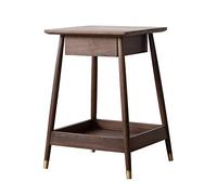 KG7HQRP Table d'appoint en bois massif naturel pur, étagère de rangement à 2 couches avec tiroirs, table basse de salon, table de téléphone, marron