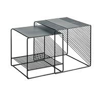KG7HQRP Table d'appoint en fer forgé, table gigogne pour salon, table de chevet pour chambre à coucher, petite table carrée créative - Noir