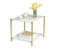 KG7HQRP Table d'appoint nordique en marbre - Table basse en métal - 40 x 40 x 43 cm