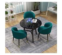 KG7HQRP Table de bureau et chaise combinaison salon cuisine table à manger table de réception et chaise ensemble de table ronde aspect marbre (couleur : bleu) (vert foncé)