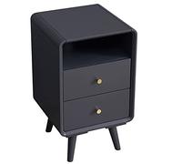 KG7HQRP Table de chevet double tiroirs avec rangement ouvert pour chambre à coucher, table d'appoint, table d'appoint en bois, meuble de canapé, meuble d'appoint gris foncé