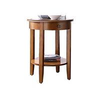 KG7HQRP Table de rangement à 2 couches avec tiroirs, bois massif, table basse de salon, table d'appoint de canapé