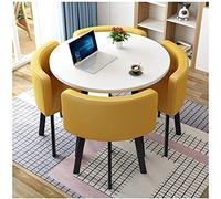 KG7HQRP Table de réception et chaise combinée, table de négociation, vente, bureau, magasins, réunions, petites tables rondes de bureau, tables de conférence (couleur : cuir jaune)