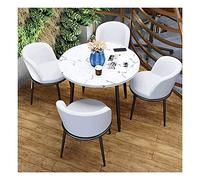 KG7HQRP Table de salle à manger ronde table de négociation et chaise pour salon combiné, département des ventes, salle de réception, loisirs simple, 1 table, 4 chaises (couleur : bleu) (blanc)