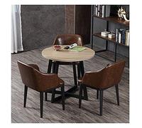 KG7HQRP Table et chaises rondes combinées pour hôtel, réception, bureau, balcon, magasin, restaurant, réception, 1 table et 3 chaises (marron, 60 cm)