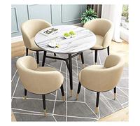 KG7HQRP Tables et chaises de loisirs de bureau, table ronde en placage de marbre de 80 cm, table de salle à manger en bois massif, table de réception de salon et ensemble de chaises (couleur : vert